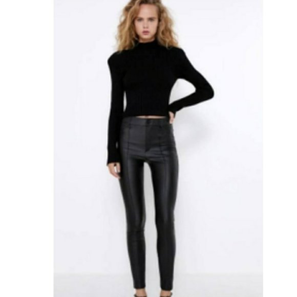 NWT Zara Coated High-Waisted Legging - Picture 3 of 13